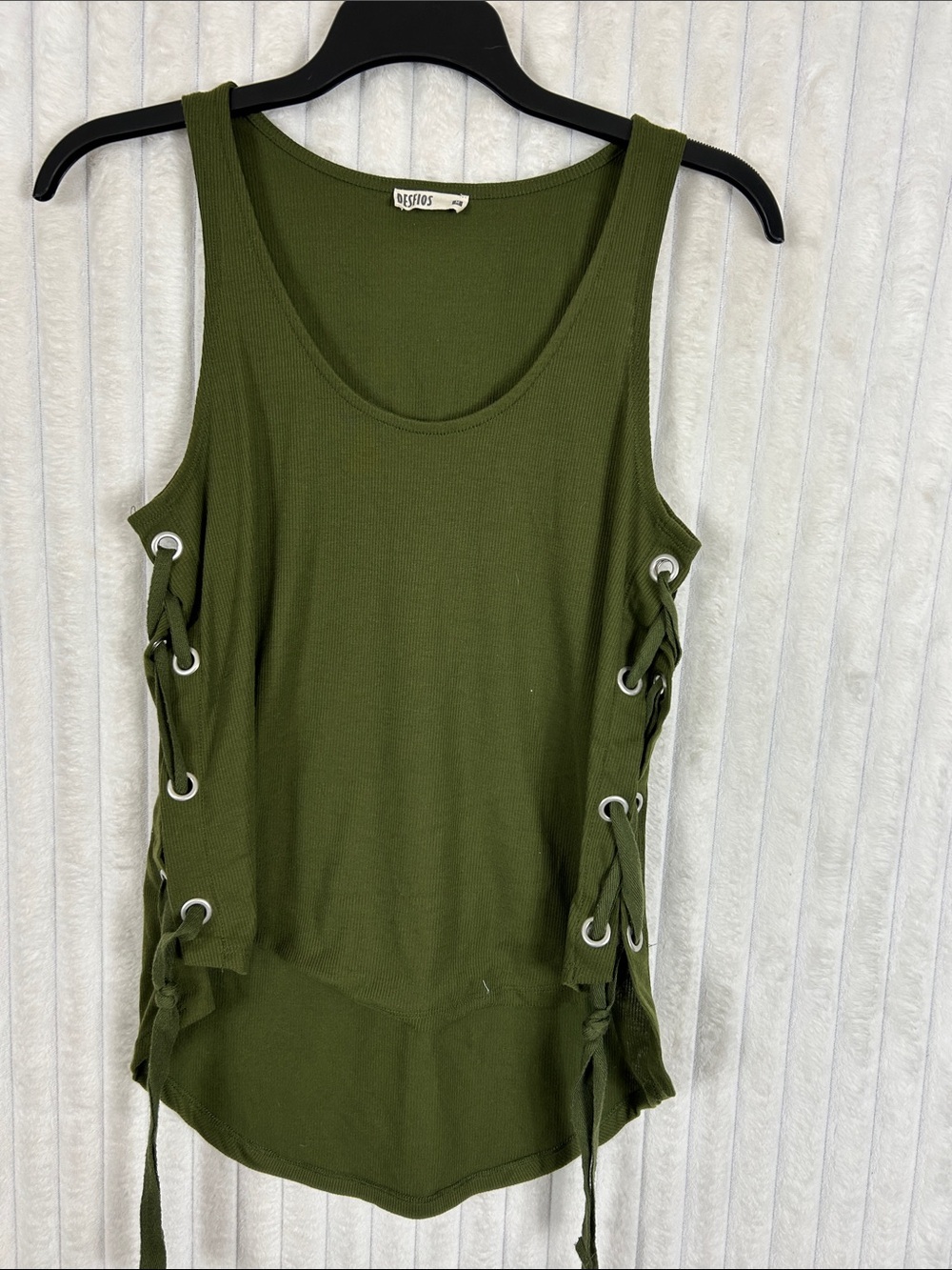 DESFIOS green side lace up rib tank M
